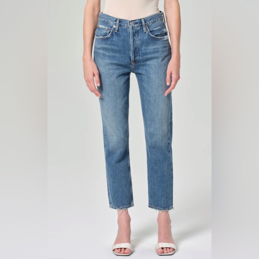 Agolde Women's Riley High Rise Straight Crop In Frequency Size 32 NWT